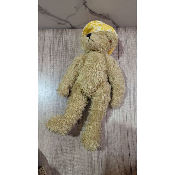 Vintage Ty Teddy Bear Yellow Hat 1993 Plush Toy Tan Fur 12 Inch Stuffed Animal - Picture 6 of 10